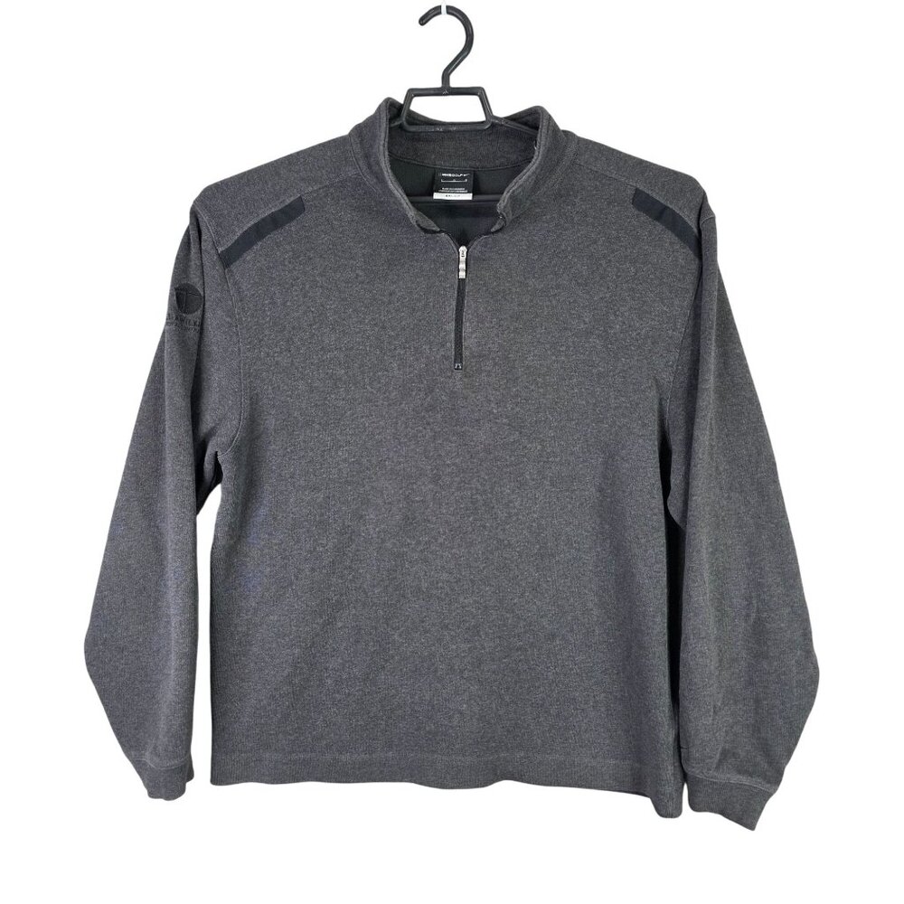 Mens Nike Golf Dri Fit 1/4 Zip Gray Pullover Sweater Cotton Polyester Blend L